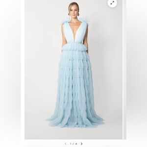 Sau Lee SABRINA TULLE GOWN in Blue Seafoam